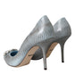 Dolce & Gabbana Light Blue Exotic Leather Crystal Bellucci Shoes