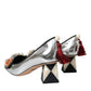 Dolce & Gabbana Silver Embellished Leather Heels Pumps Shoes