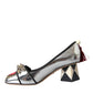 Dolce & Gabbana Silver Embellished Leather Heels Pumps Shoes