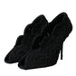 Dolce & Gabbana Black Cordonetto Ricamo Pump Open Toe Shoes