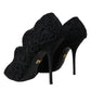 Dolce & Gabbana Black Cordonetto Ricamo Pump Open Toe Shoes