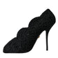 Dolce & Gabbana Black Cordonetto Ricamo Pump Open Toe Shoes