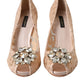 Dolce & Gabbana Beige Taormina Lace Crystal Heels Pumps Shoes