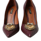 Dolce & Gabbana Bordeaux Leather Heart DEVOTION Pumps Shoes