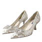 Dolce & Gabbana White Floral Lace DG Crystal Pumps Shoes