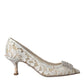 Dolce & Gabbana White Floral Lace DG Crystal Pumps Shoes