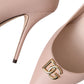 Dolce & Gabbana Beige Lamb Leather Logo Pumps Heels Shoes