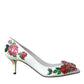 Dolce & Gabbana White Leather Roses Crystal Bellucci Pumps Shoes