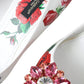 Dolce & Gabbana White Leather Roses Crystal Bellucci Pumps Shoes