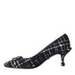 Dolce & Gabbana Black White Tweed DG Amore Heels Pumps Shoes