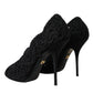 Dolce & Gabbana Black Cordonetto Ricamo Pump Open Toe Shoes