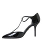 Dolce & Gabbana Black Patent Leather T-strap Heel Pumps Shoes