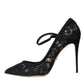 Dolce & Gabbana Black Taormina Lace Mary Janes Pumps Shoes