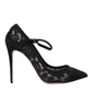 Dolce & Gabbana Black Taormina Lace Mary Janes Pumps Shoes