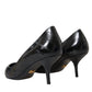 Dolce & Gabbana Black Eel Leather Kitten Heels Pumps Shoes