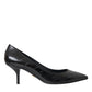 Dolce & Gabbana Black Eel Leather Kitten Heels Pumps Shoes