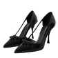 Dolce & Gabbana Black Calf Leather Pointed Heels Pumps Shoes