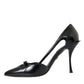 Dolce & Gabbana Black Calf Leather Pointed Heels Pumps Shoes