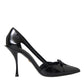 Dolce & Gabbana Black Calf Leather Pointed Heels Pumps Shoes