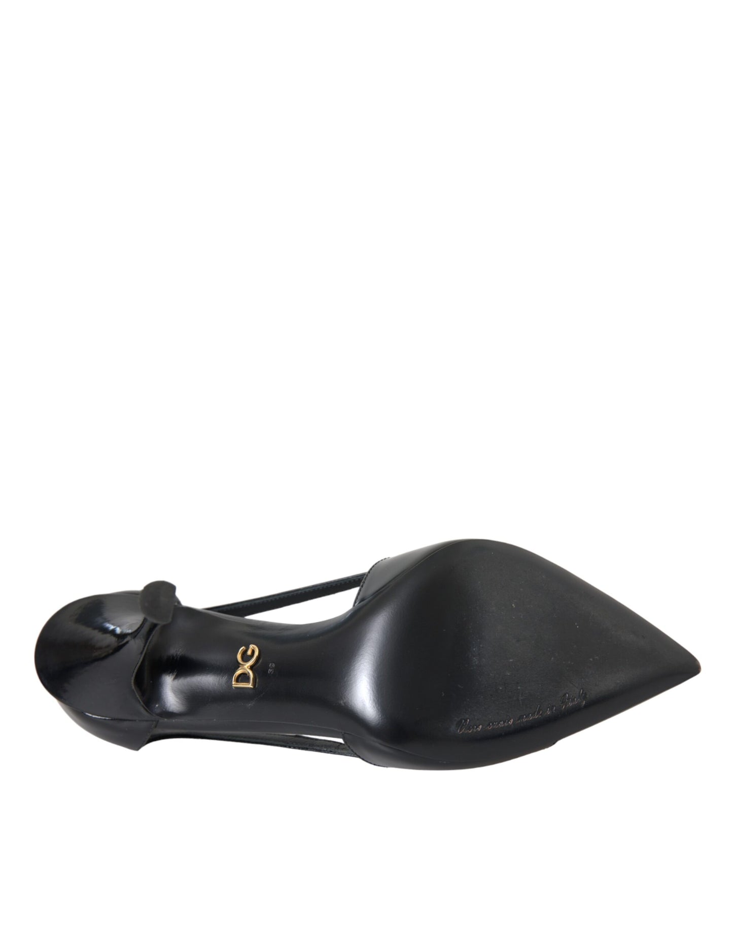 Dolce & Gabbana Black Calf Leather Pointed Heels Pumps Shoes