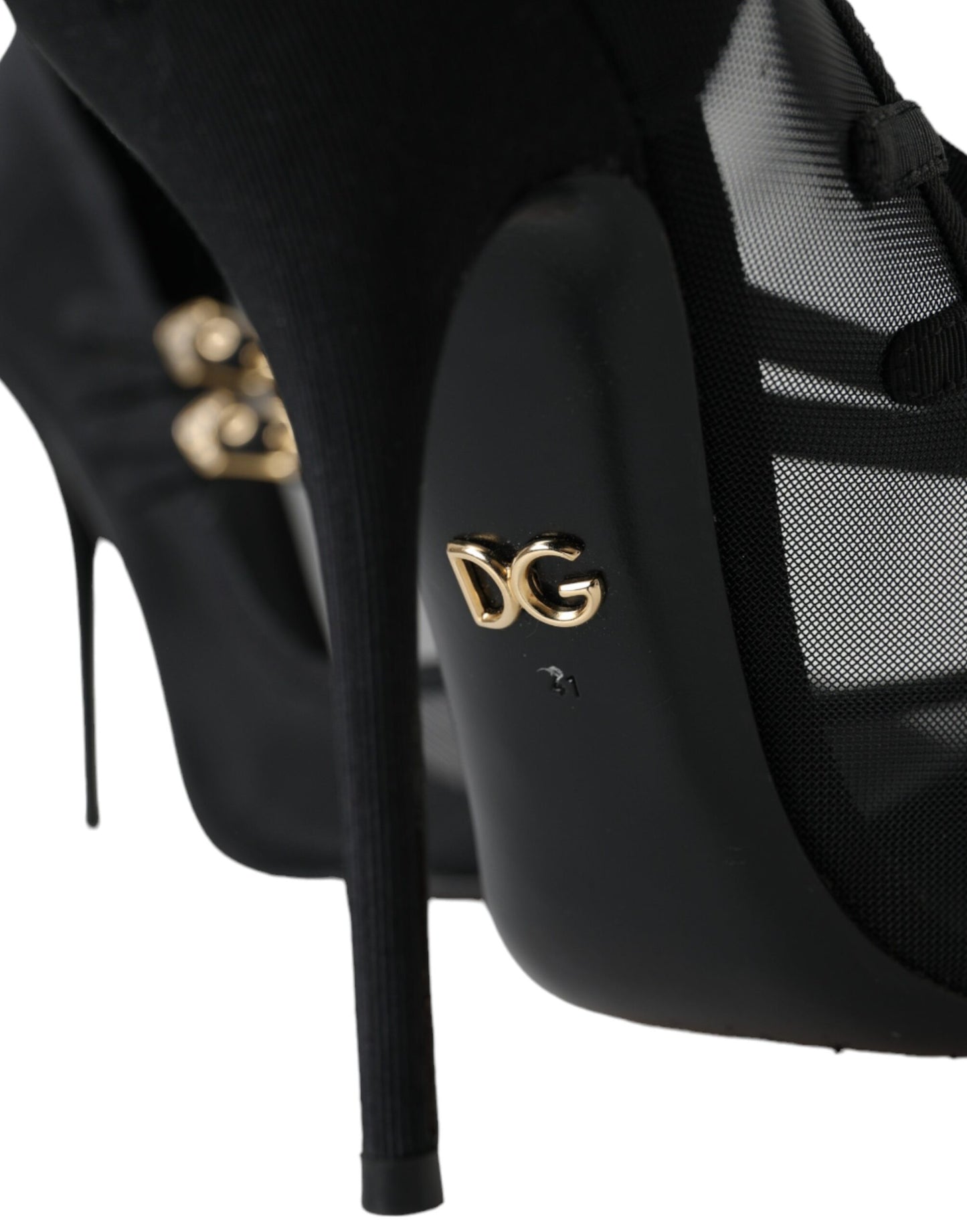 Dolce & Gabbana Black Mesh Mary Janes Heels Pumps Shoes