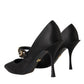 Dolce & Gabbana Black Mary Jane Crystal Heels Pumps Shoes