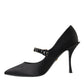 Dolce & Gabbana Black Mary Jane Crystal Heels Pumps Shoes