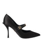 Dolce & Gabbana Black Mary Jane Crystal Heels Pumps Shoes