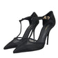 Dolce & Gabbana Black Mesh T-strap Stiletto Heel Pumps Shoes