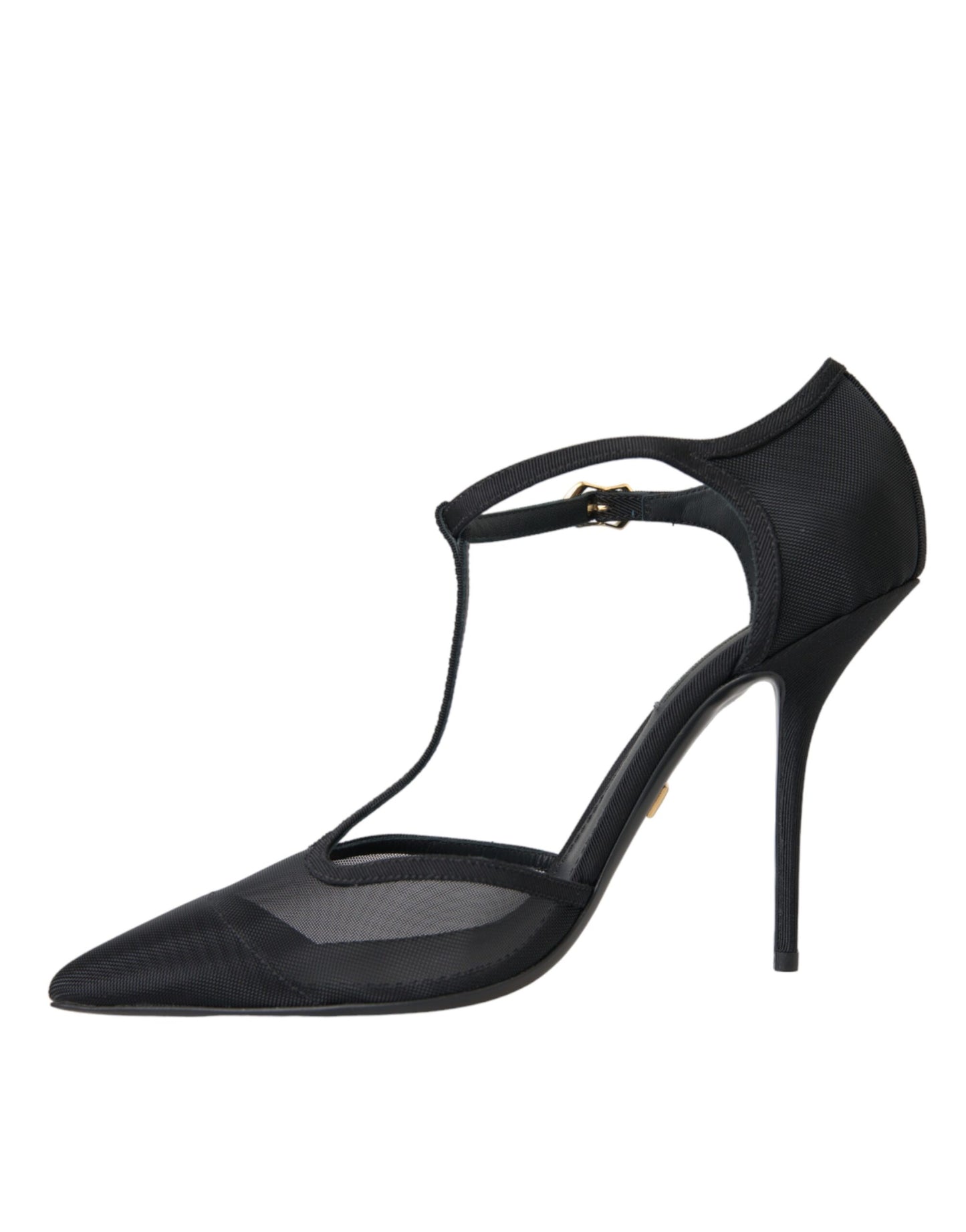 Dolce & Gabbana Black Mesh T-strap Stiletto Heel Pumps Shoes