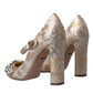 Dolce & Gabbana Gold Jacquard Crystal Vally Heels Pumps Shoes