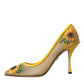 Dolce & Gabbana Yellow Sunflower Mesh Heels Pumps Shoes