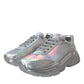 Dolce & Gabbana Silver Iridescent DAYMASTER Leather Sneakers Shoes