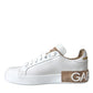 Dolce & Gabbana White Portofino Leather Logo Sneaker Shoes