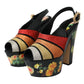 Dolce & Gabbana Multicolor Floral Crystal Platform Sandals Shoes