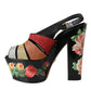 Dolce & Gabbana Multicolor Floral Crystal Platform Sandals Shoes