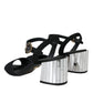 Dolce & Gabbana Black Crystal Ankle Strap Keira Sandal Shoes