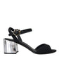 Dolce & Gabbana Black Crystal Ankle Strap Keira Sandal Shoes