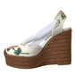 Dolce & Gabbana White Floral Wedge Heels Sandals Shoes