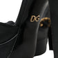 Dolce & Gabbana Black Leather Crystal Platform Sandals Shoes