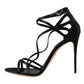 Dolce & Gabbana Black Keira Satin Heels Sandals Shoes