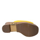 Dolce & Gabbana Yellow Leather Wood Mule Wedge Slides Shoes