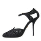 Dolce & Gabbana Black Mesh Ankle Strap Heels Sandals Shoes