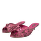 Dolce & Gabbana Pink Exotic Leather Kitten Heels Slides Shoes