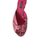 Dolce & Gabbana Pink Exotic Leather Kitten Heels Slides Shoes