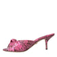 Dolce & Gabbana Pink Exotic Leather Kitten Heels Slides Shoes