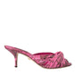 Dolce & Gabbana Pink Exotic Leather Kitten Heels Slides Shoes