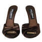 Dolce & Gabbana Brown Suede Leather Slides Heels Sandals Shoes