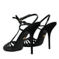 Dolce & Gabbana Black Sandals Stilettos Suede Strap Shoes