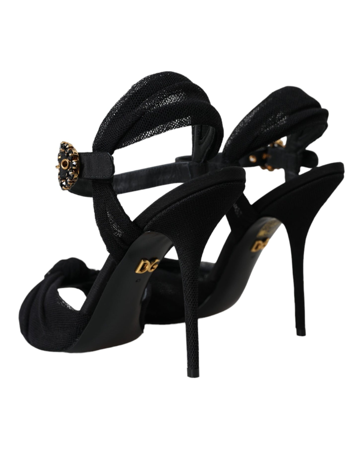 Dolce & Gabbana Black Suede Crystals Keira Sandals Shoes